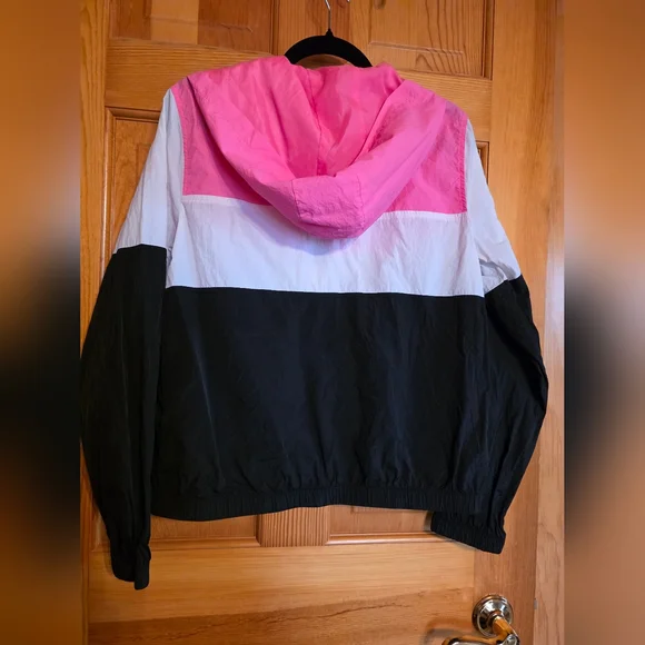 No Boundries Pink, White & Black Colorblock Windbreaker Jacket - Picture 3 of 4